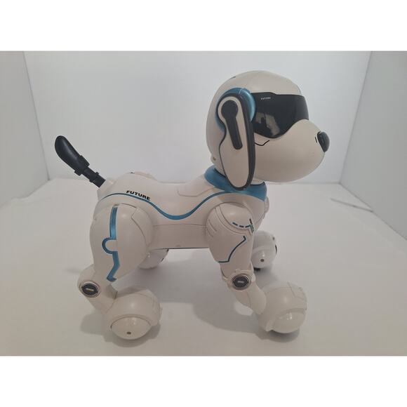 Future Robot Dog Toy – White/Blue RC Robo Puppy – Powers On, No Remote – 12” - Picture 3 of 8